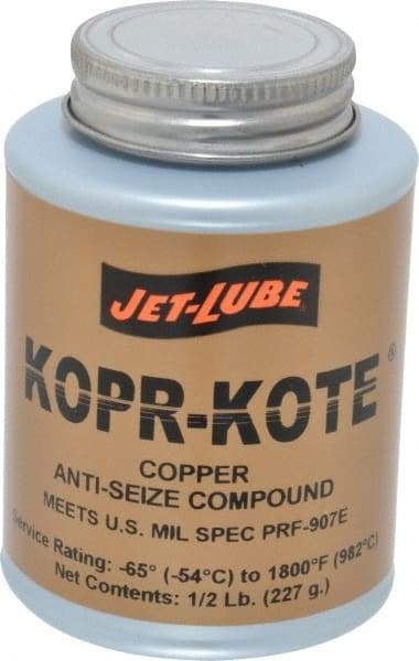 Jet-Lube - 0.5 Lb Can High Temperature Anti-Seize Lubricant - Copper/Graphite, -65 to 1,800°F, Copper/Bronze, Food Grade, Water Resistant - Caliber Tooling