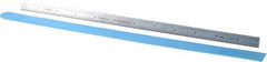 PEC Tools - 12" Long, 1/100, 1/10" and 0.5, 1mm Graduation, Flexible Steel Rule - Decimal/Metric Graduation Style, 1/2" Wide, Silver, Satin Chrome Finish - Caliber Tooling