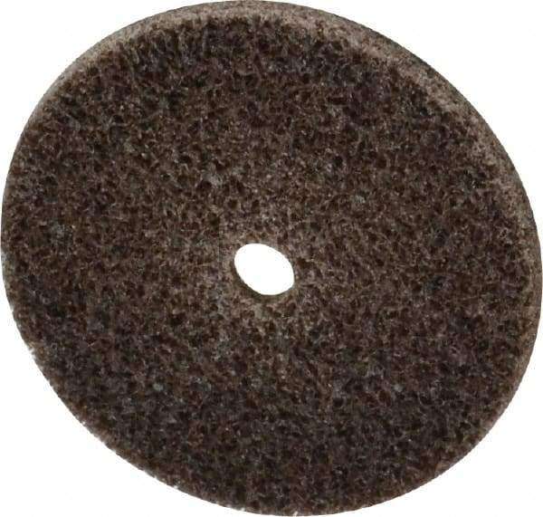 3M - 1-1/2" Diam, 1/8" Face Width, 3/16" Center Hole, Medium Grade, Aluminum Oxide Deburring Wheel - Unitized, Hard Density 7 Grade, 30,100 RPM - Caliber Tooling