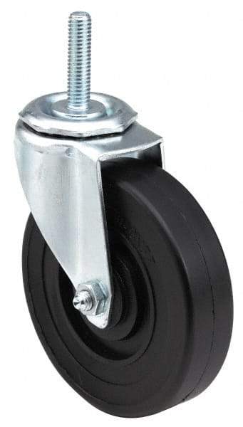 E.R. Wagner - 5" Diam x 1-1/4" Wide x 5-1/2" OAH Stem Mount Swivel Caster - Polyolefin, 280 Lb Capacity, Plain Bearing, 1/2-13 x 1-1/2" Threaded Stem - Caliber Tooling