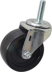 E.R. Wagner - 3" Diam x 1-1/4" Wide x 3-5/8" OAH Stem Mount Swivel Caster - Polyolefin, 210 Lb Capacity, Plain Bearing, 7/16-14 x 1-1/2" Threaded Stem - Caliber Tooling