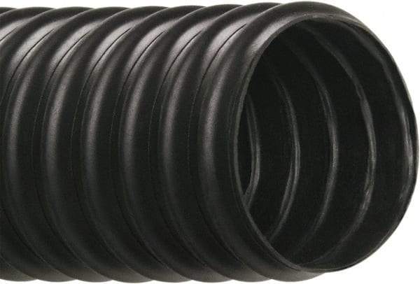 Hi-Tech Duravent - 1-1/4" ID, 28 Hg Vac Rating, 10 psi, Thermoplastic Vacuum & Duct Hose - 25' Long, Black, 1-1/4" Bend Radius, -40 to 250°F - Caliber Tooling