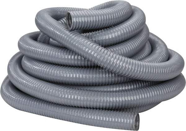 Hi-Tech Duravent - 2" ID, 25 Hg Vac Rating, 27 psi, PVC Vacuum & Duct Hose - 50' Long, Gray, 1-5/8" Bend Radius, -20 to 150°F - Caliber Tooling