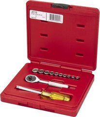 Proto - 12 Piece 1/4" Drive Chrome Finish Socket Set - 12 Points, 3/16" to 9/16" Range, Inch Measurement Standard - Caliber Tooling