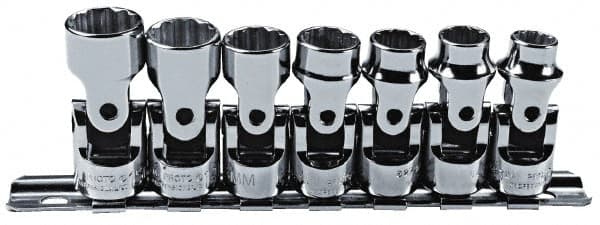 Proto - 7 Piece 3/8" Drive Standard Socket Set - 12 Points, 9 to 15mm, Metric Measurement Standard - Caliber Tooling