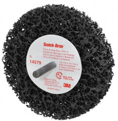 3M - 4" Very Coarse Grade Silicon Carbide Deburring Disc - 1/4" Shank Diam, 1/2" Center Hole, Shank Connection, Black, 8,000 Max RPM - Caliber Tooling