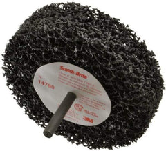 3M - 4" Very Coarse Grade Silicon Carbide Deburring Disc - 1/4" Shank Diam, 1" Center Hole, Shank Connection, Black, 8,000 Max RPM - Caliber Tooling