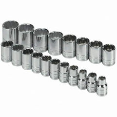 SK - 1/2" Drive Standard Socket Set - 10 to 28mm, Metric Measurement Standard - Caliber Tooling