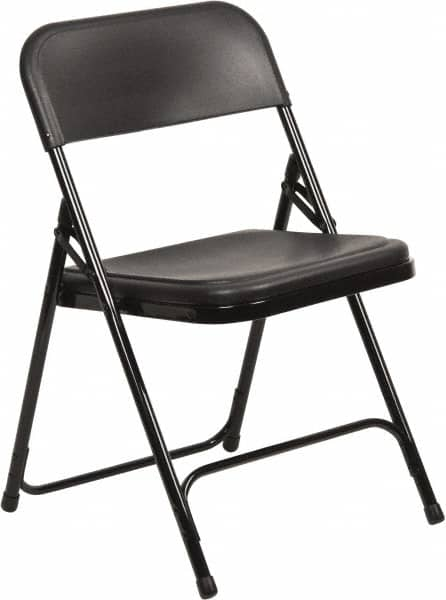 NPS - 18-3/4" Wide x 20-3/4" Deep x 29-3/4" High, Steel Folding Chair with Plastic Seat & Back - Black with Black Frame - Caliber Tooling