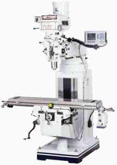 Vectrax - 10" Table Width x 54" Table Length, Variable Speed Pulley Control, 3 Phase Knee Milling Machine - R8 Spindle Taper, 5 hp - Caliber Tooling