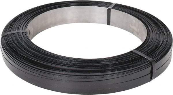 Made in USA - 2,153' Long x 5/8" Wide, Oscillated Coil Steel Strapping - 1,670 Lb Capacity, 0.023" Thick - Caliber Tooling