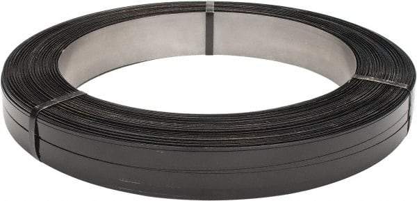 Made in USA - 2,058' Long x 3/4" Wide, Oscillated Coil Steel Strapping - 1,760 Lb Capacity, 0.02" Thick - Caliber Tooling