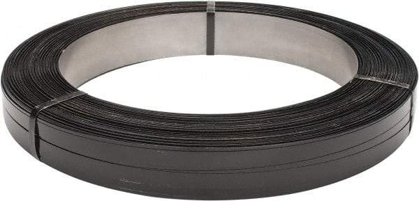 Made in USA - 1,378' Long x 3/4" Wide, Oscillated Coil Steel Strapping - 3,050 Lb Capacity, 0.029" Thick - Caliber Tooling