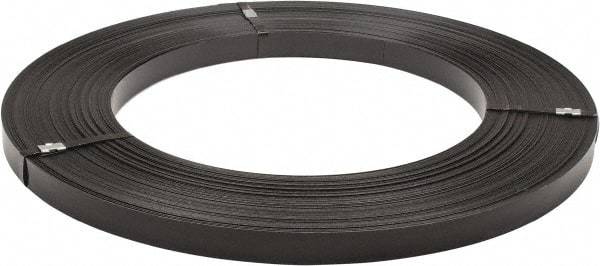 Made in USA - 836' Long x 1-1/4" Wide, Ribbon Wound Coil Steel Strapping - 5,450 Lb Capacity, 0.031" Thick - Caliber Tooling