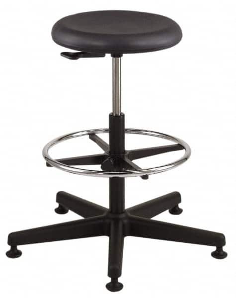 Bevco - 18-1/2 to 26" High Versa Backless Utility Stool with Black Nylon Base - Polyurethane Seat, Black, Mushroom Glides - Caliber Tooling