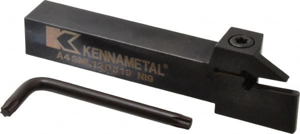 Kennametal - A4SM, External, Left Hand, 19mm Max Depth of Cut, 5mm Min Groove Width, Indexable Grooving Tool Holder - A4..05.. Insert Compatibility, 3/4" Shank Height, 3/4" Shank Width, 5" OAL - Caliber Tooling