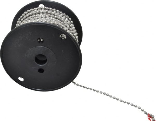 Made in USA - Number 10 Trade Size Stainless Steel Ball Chain - 0.178 Inch Ball Diameter, 80 Lbs. Tensile Strength, 100 Ft. Long , 48.5 Balls per Foot - Caliber Tooling