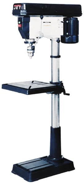 Jet - 16-1/2" Swing, Step Pulley Drill Press - 16 Speed, 3/4 hp, Single Phase - Caliber Tooling