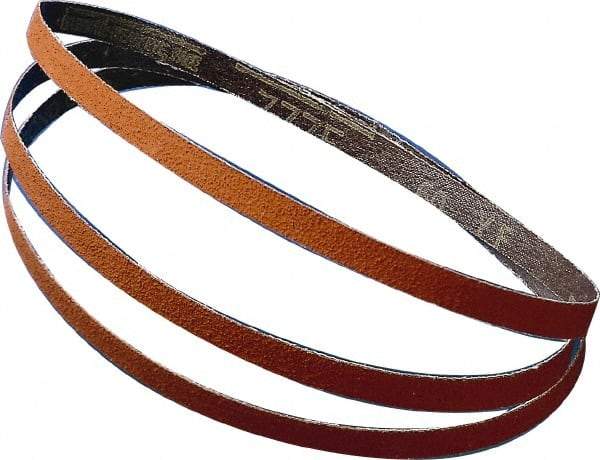 3M - 3" Wide x 132" OAL, 45 Trizact Grit, Aluminum Oxide Abrasive Belt - Aluminum Oxide, Extra Fine, Coated, X Weighted Cloth Backing, Dry, Series CF01A - Caliber Tooling