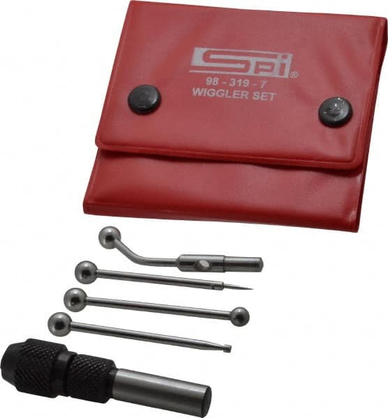 SPI - 0.0002 Inch Accuracy, Single End, Center Finder Set Mechanical - 0.1 Inch Head Diameter, Includes 4 Attachments, Case, Holder, 4 Pieces - Caliber Tooling