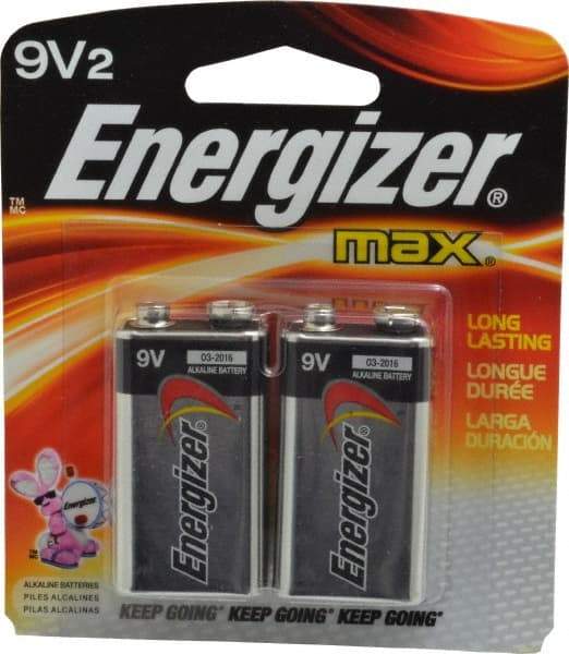 Energizer - Size 9V, Alkaline, 2 Pack, Standard Battery - 9 Volts, Miniature Snap Terminal, 6LR61, ANSI, IEC Regulated - Caliber Tooling