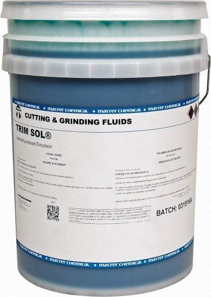 Master Fluid Solutions - Trim SOL, 5 Gal Pail Cutting & Grinding Fluid - Water Soluble, For Grinding, Turning - Caliber Tooling