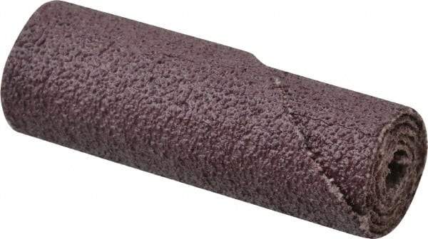 Standard Abrasives - 1/2" Max Roll Diam x 1-1/2" OAL, 80 Grit Aluminum Oxide Straight Cartridge Roll - 1/8" Pilot Hole Diam, Medium Grade - Caliber Tooling