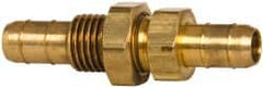 Parker - 1/4" Tube ID, Metal Barbed Bulkhead Tube Union - Brass, 3/8" Tube OD - Caliber Tooling