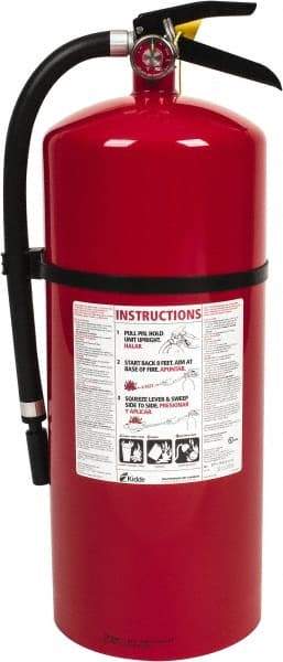 Kidde - 18 Lb, 6-A:80-B:C Rated, Dry Chemical Fire Extinguisher - 7" Diam x 21.6" High, 195 psi, 20' Discharge in 22 sec, Rechargeable, Steel Cylinder - Caliber Tooling