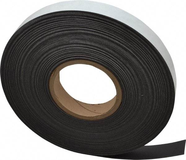 Mag-Mate - 100' Long x 1" Wide x 1/32" Thick Flexible Magnetic Strip - 8 Lb Max Pull Force, 4 Linear Ft/Lb Magnetic Pull Force, Adhesive Back - Caliber Tooling