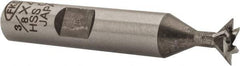 Interstate - 3/8" Diam x 3/16" Width of Cut, 45° Included Angle, Cobalt Dovetail Cutter - 3/8" Shank Diam, 1-15/16" Shank Length, 2-1/8" Overall Length - Caliber Tooling