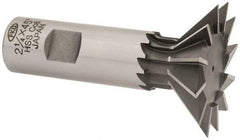 Interstate - 2-1/4" Diam x 1-1/16" Width of Cut, 45° Included Angle, Cobalt Dovetail Cutter - 1" Shank Diam, 2-11/16" Shank Length, 3-3/4" Overall Length - Caliber Tooling