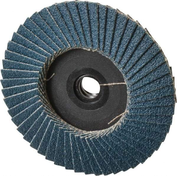 Weiler - 80 Grit, 3" Disc Diam, Type 29 Zirconia Alumina Flap Disc - 20,000 Max RPM, Plastic Backing, Quick Change Type S Attaching System, Coated - Caliber Tooling