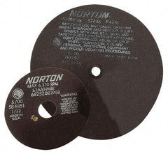 Norton - 12" 60 Grit Aluminum Oxide Cutoff Wheel - 1/16" Thick, 3" Arbor, 4,585 Max RPM - Caliber Tooling