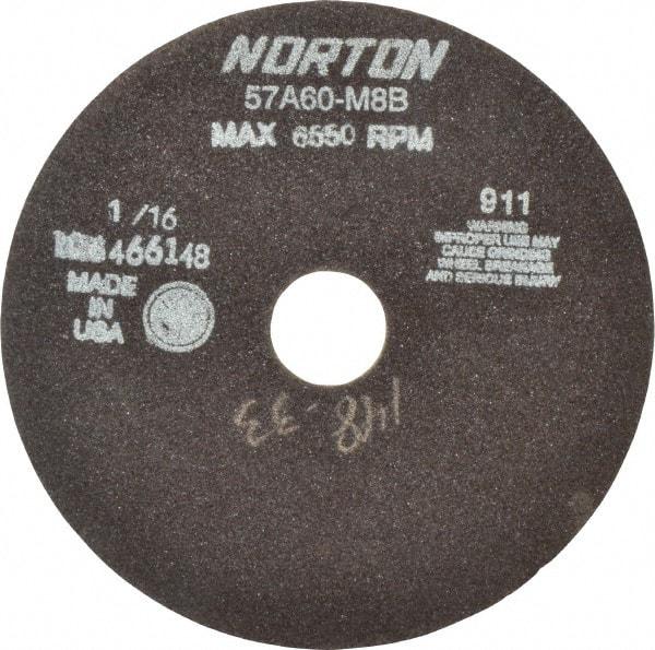 Norton - 7" 46 Grit Aluminum Oxide Cutoff Wheel - 1/16" Thick, 1-1/4" Arbor, 6,550 Max RPM, Use with Stationary Tools - Caliber Tooling