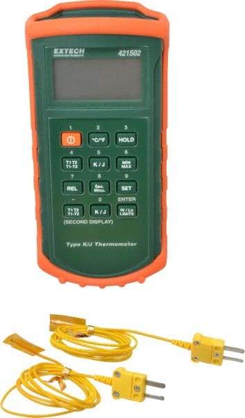 Extech - -328 to 2,498°F Dual Input Digital Thermometer - Digital Display - Caliber Tooling