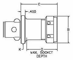 Parlec - PC6 Modular Connection 1" Hole End Mill Holder/Adapter - 2" Nose Diam, 3-9/32" Projection, Through-Spindle Coolant - Exact Industrial Supply