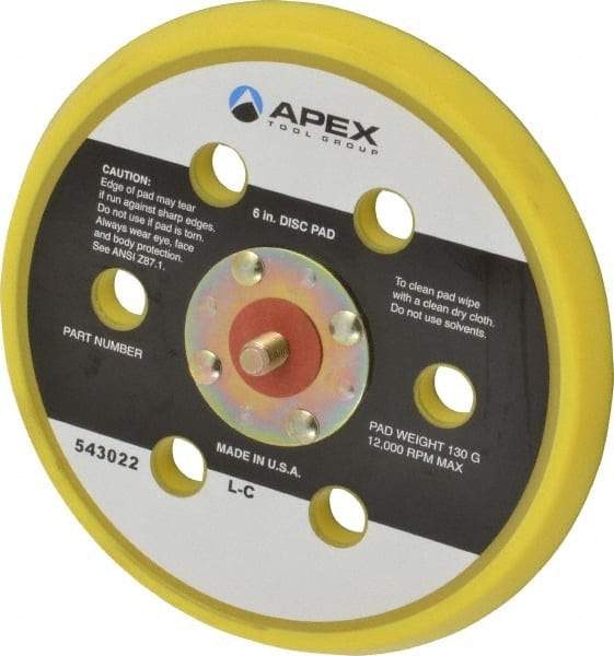 Cleco - 6" Diam Adhesive/PSA Disc Backing Pad - Hard Density, 13,000 RPM - Caliber Tooling