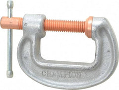 Made in USA - Light-Duty 1-1/2" Max Opening, 1-1/4" Throat Depth, Aluminum Alloy Standard C-Clamp - 850 Lb Capacity, 0" Min Opening, Standard Throat Depth - Caliber Tooling