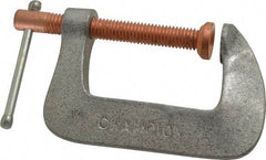 Made in USA - Light-Duty 2-1/4" Max Opening, 1-3/4" Throat Depth, Aluminum Alloy Standard C-Clamp - 875 Lb Capacity, 0" Min Opening, Standard Throat Depth - Caliber Tooling