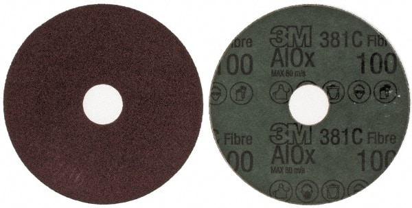 3M - 4-1/2" Diam 7/8" Hole 100 Grit Fiber Disc - Fine Grade, Aluminum Oxide, Series 381C - Caliber Tooling