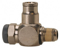 Norgren - 3/8" Tube Inlet x 1/4" NPT Outlet Tamper Resistant Flow Control Valve - 5 to 150 psi, Needle Valve & Brass Material - Caliber Tooling