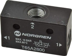 Norgren - 1/4" NPT x 1/4" NPT Shuttle Valve - 10 to 145 psi & Zinc Body - Caliber Tooling