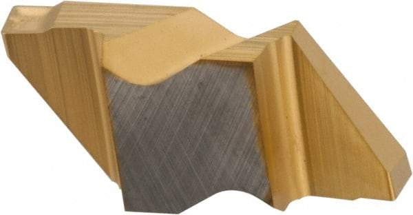 Kennametal - 2M220NG K Grade KC730, 2.2mm Cutting Width Carbide Grooving Insert - 2.79mm Max Depth of Cut, Left Hand, 0.19mm Corner Radius, TiN Finish - Caliber Tooling