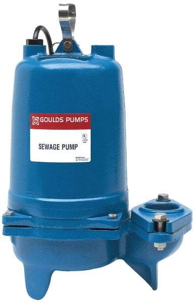 Goulds Pumps - 1 hp, 230 Amp Rating, 230 Volts, Nonautomatic Operation, Sewage Pump - 1 Phase, Cast Iron Housing - Caliber Tooling