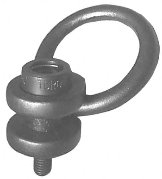 American Drill Bushing - 14,000 Lbs. Load Limit, Alloy Steel Side Pull Hoist Ring - Black Oxide Finish, 1-1/4-7 Inch Thread Size, 6 Inch Diameter Ring - Caliber Tooling