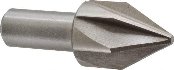 Interstate - 1-1/4" Head Diam, 3/4" Shank Diam, 6 Flute 60° High Speed Steel Countersink - Bright Finish, 3-3/8" OAL, Single End, Straight Shank, Right Hand Cut - Caliber Tooling