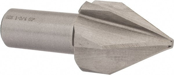 Interstate - 1-3/4" Head Diam, 1" Shank Diam, 6 Flute 60° High Speed Steel Countersink - Caliber Tooling