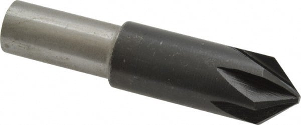 Interstate - 5/8" Head Diam, 1/2" Shank Diam, 6 Flute 82° High Speed Steel Countersink - Caliber Tooling