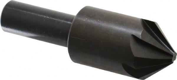 Interstate - 7/8" Head Diam, 1/2" Shank Diam, 6 Flute 82° High Speed Steel Countersink - Exact Industrial Supply